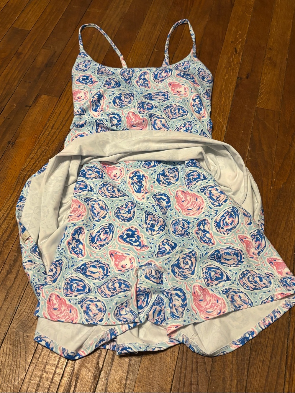 Women’s Simply Southern Blue & Pink Swirl Print Spaghetti-Strap Athletic Dress - Picture 2 of 7